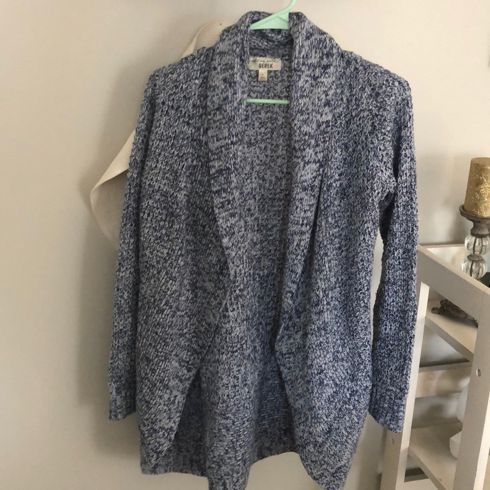 Heather blue oversized cardigan sweater - large
